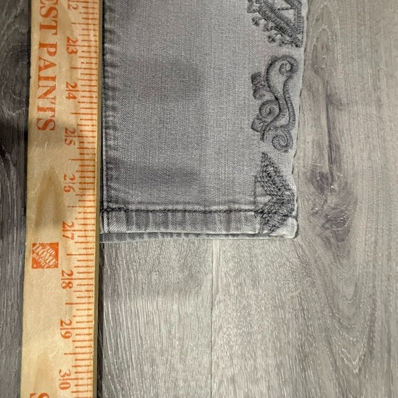 Earl Jean Skinny Ankle Jeans Womens 8 Grey Stretch Embroidered Printed Leg Denim - Picture 7 of 8